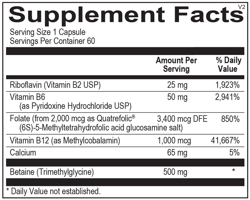 Methyl CpG Dietary Supplement – 5-MTHF, Methylcobalamin B12, B6, B2 & TMG, 60 Capsules