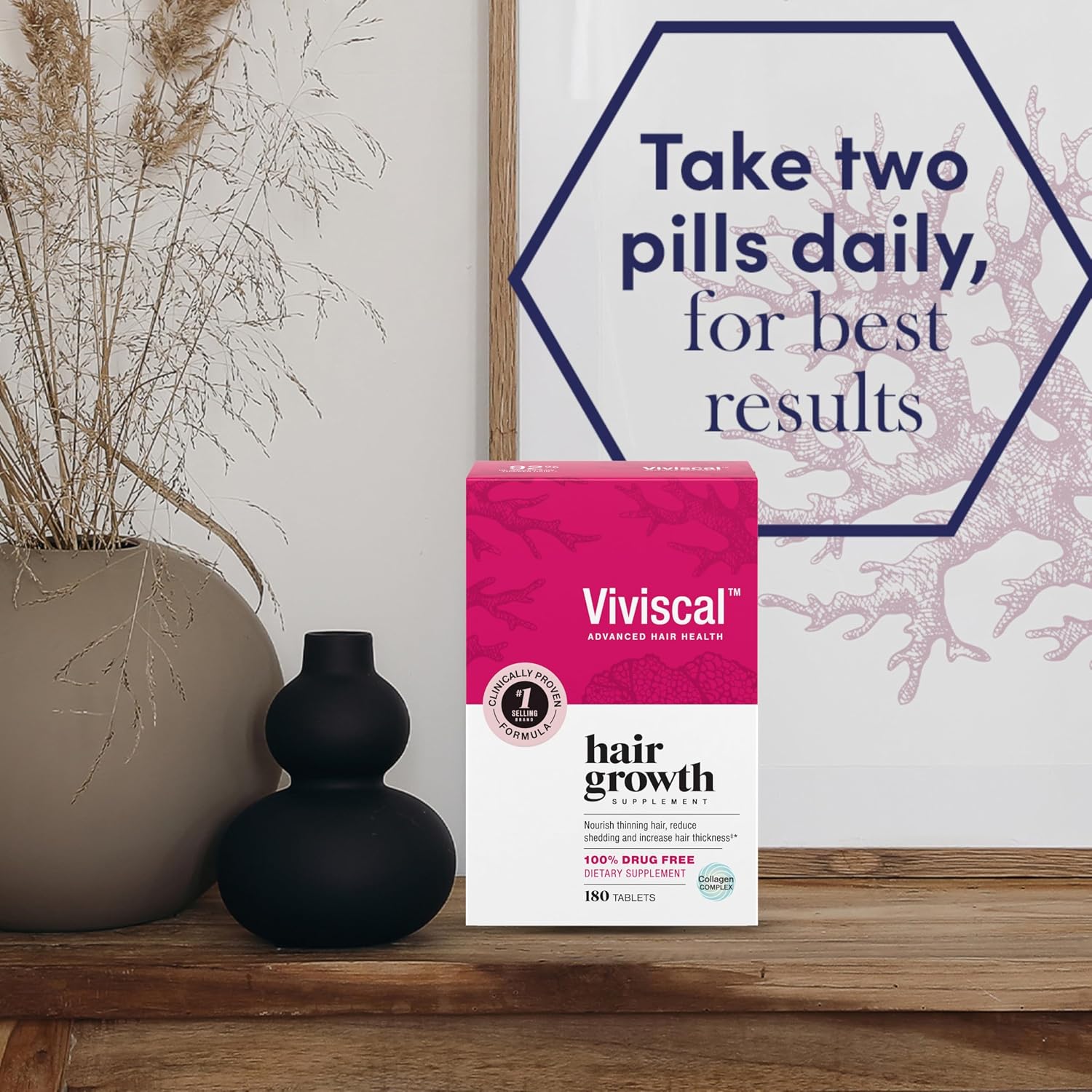 Viviscal Hair Growth Supplement for Women – Biotin, Marine Collagen & Hair Vitamins, 180 Tablets