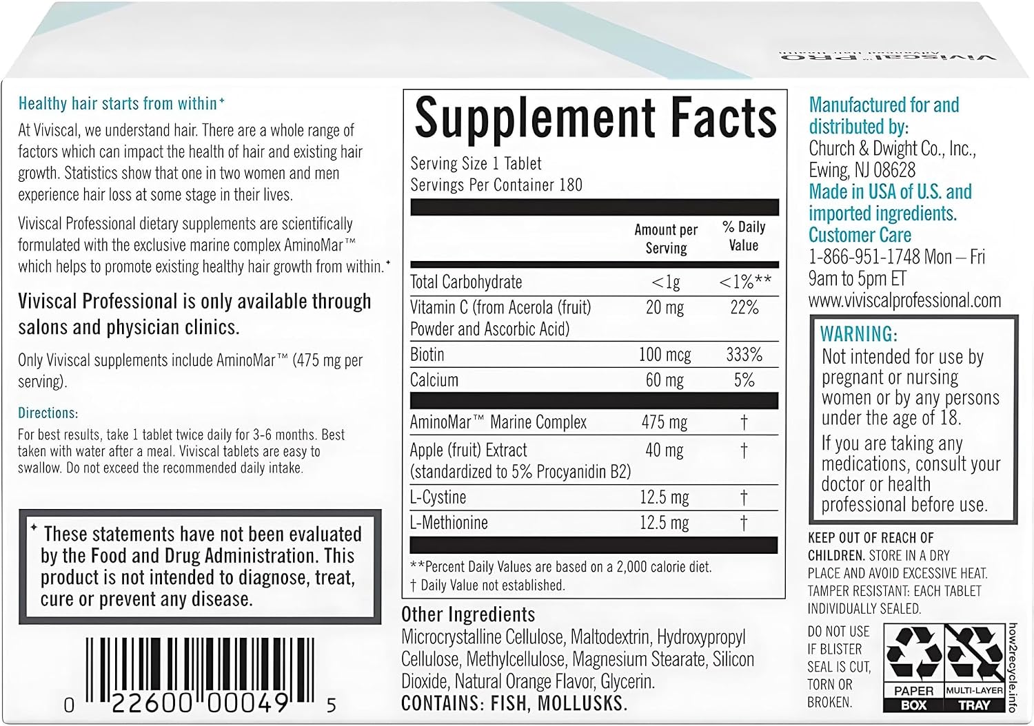 Supplement label with detailed nutritional information and branding details.