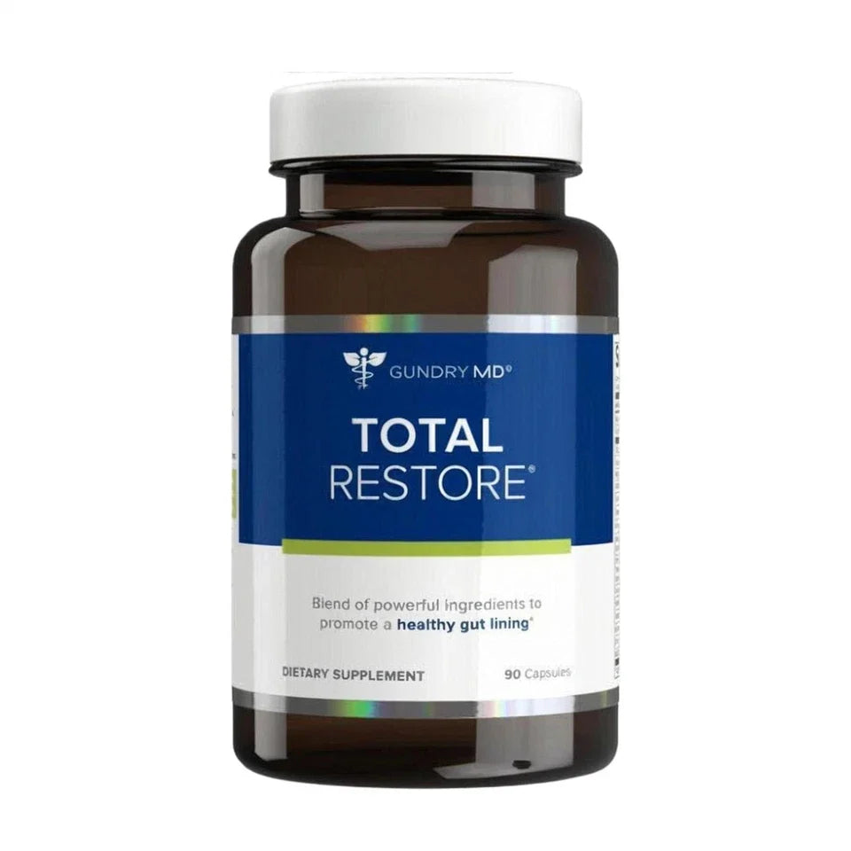 Gundry MD Total Restore dietary supplement bottle on a white background