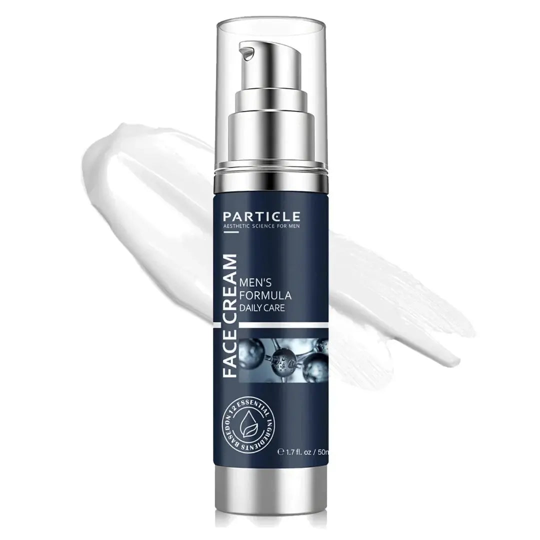 Face cream bottle with blue label on a white background