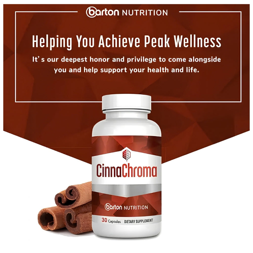 CinnaChroma Blood Sugar Support Supplement with 10:1 Cinnamon & Chromium – 30 Capsules