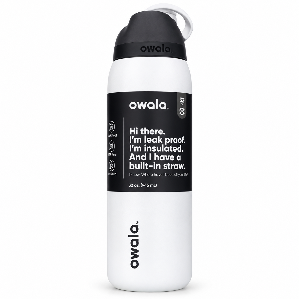 Owala 32 oz FreeSip Insulated Stainless Steel Water Bottle – White